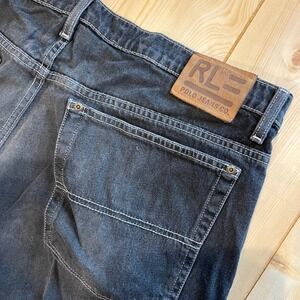 Vintage Polo Jeans Co Mens Black Streetwear Denim Jeans 40x32 Baggy Retro Y2K